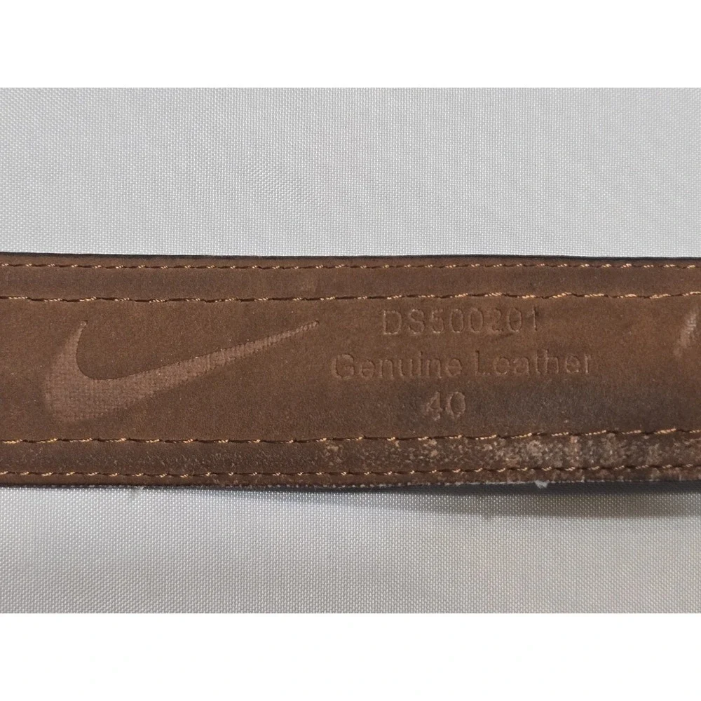 Nike G-Flex Genuine Leather Black Mens Belt Size 40 Silver Tone Buckle See Pics